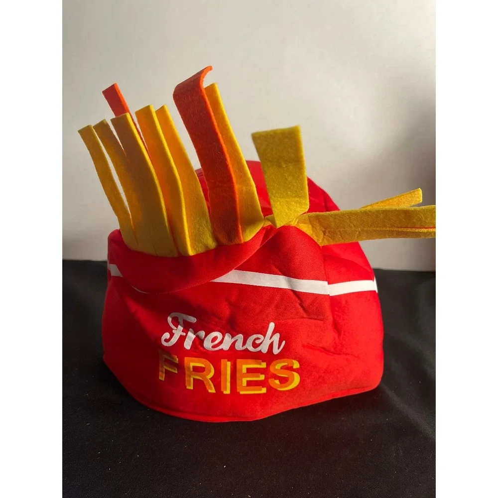 Novelty French Fries Costume Hat Red Fast Food Plush Party‎ Accessory One Size